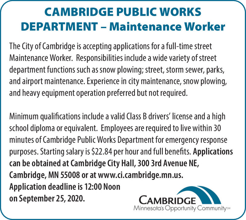 City of cambridge public works jobs