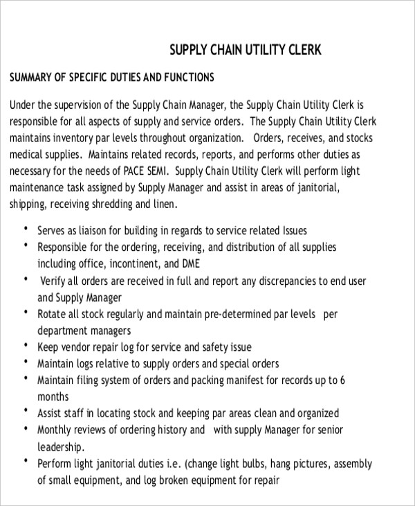 Stock clerk job description pdf